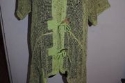 Florence Unusual green long line mesh cardigan size UK14 EU42 Postage included