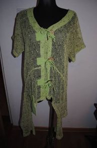 Florence Unusual green long line mesh cardigan size UK14 EU42 Postage included