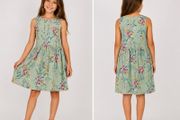 Girls Floral Summer Dress  Mint Green  Age 8 10
