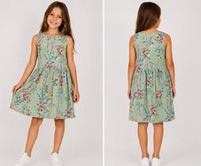 Girls Floral Summer Dress  Mint Green  Age 8 10