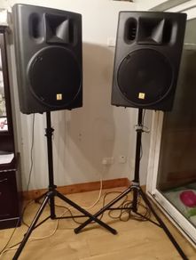 PA Speakers, stands and cables