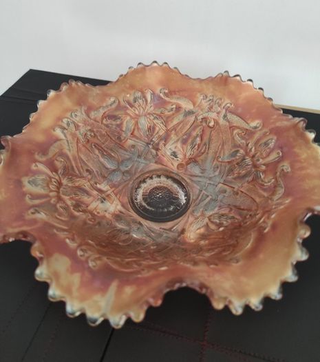 Vintage Carnival Glass Marigold Lustre 3 Footed Bowl
