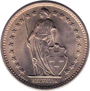 Switzerland 2 Francs 1972