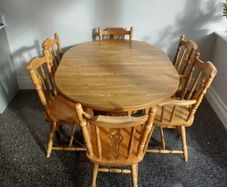 Extending Dining Table And Chairs (Solid Wood)