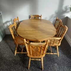 Extending Dining Table And Chairs (Solid Wood)