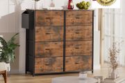 Fabric Chest of Drawers - Canvas Storage Unit with 8 Large Drawers Label Cards, Side Pocket &amp; Hook for Living Room, Hallway, Bedroom