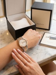 (New) Gucci Rose Gold Classic Two Tone Watch, Swiss Made