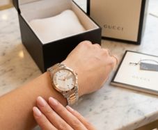 (New) Gucci Rose Gold Classic Two Tone Watch, Swiss Made