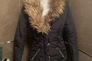 Coat black fur small