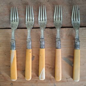 Antique Faux Bone Handle Fish Forks