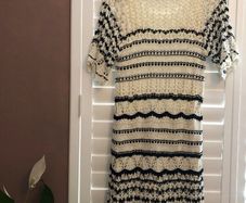 ZARA Black & White Crochet Knit Mini Dress - Size 6