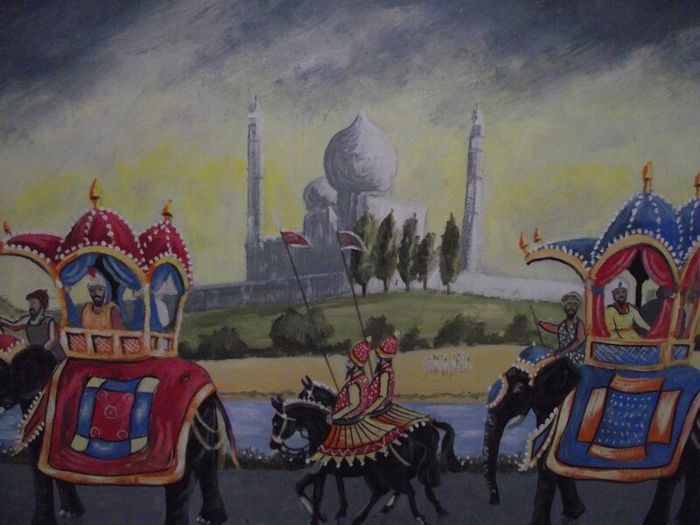 Indian Royal procession Painting - Signed B. McMullan