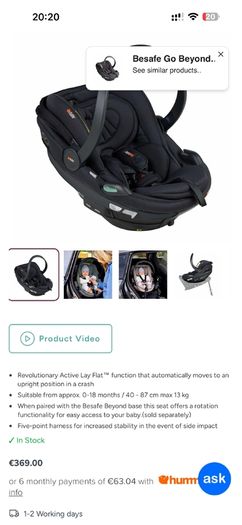 Baby Car Seat 360 base like new
