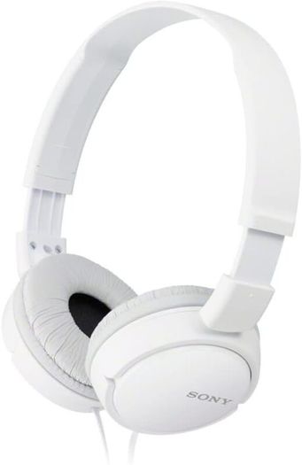 Sony MDR-ZX110AP Wired Overhead Headphones with Microphone, Neodymium Dynamic Drivers, Swivel Fold Design - White