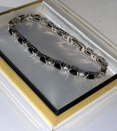 Vintage Sterling Silver Gemset Line Bracelet