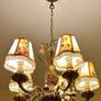 70s Gorgeous Ronantic Brass and Porcelain Chandelier Image 3