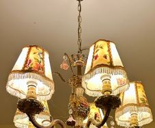 70s Gorgeous Ronantic Brass and Porcelain Chandelier
