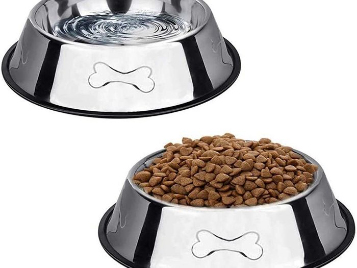 2 Stainless Steel Dog Bowls, Dog Feeding Bowls, Dog Plate Bowls With Non-slip Rubber Bases,Small Pet Feeder Bowls And Water Bowls (FREE POSTAGE)