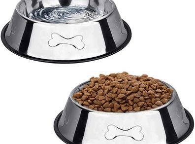 2 Stainless Steel Dog Bowls, Dog Feeding Bowls, Dog Plate Bowls With Non-slip Rubber Bases,Small Pet Feeder Bowls And Water Bowls (FREE POSTAGE)