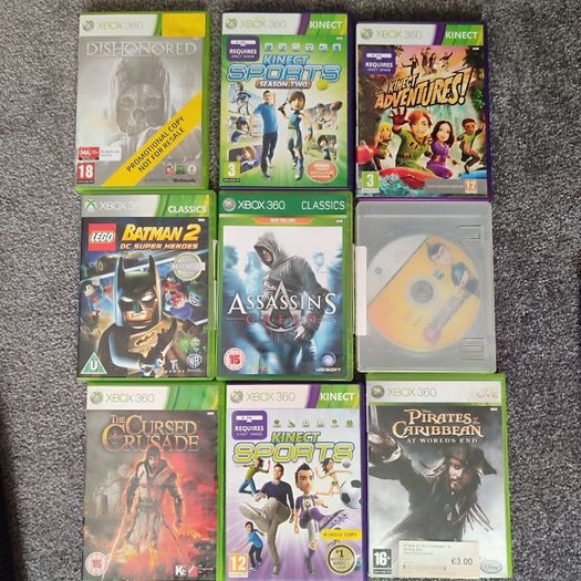 xbox 360 + kinnect + 2 controllers + games