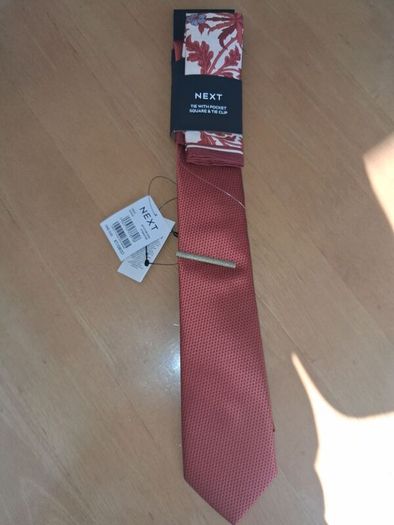 x3 Bundle - Brand New Next Rust Red Tie & Pocket Square Set - RRP - 22.50