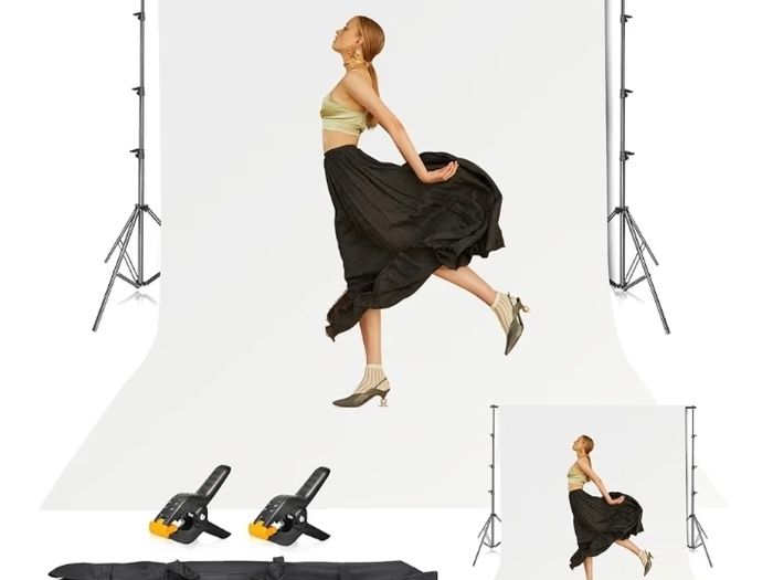 White Backdrop with Stand, 8.5x10ft 2.6x3m Photography Background Support Kit with 10x12ft (3x3.6m Screen for Portrait, Video, Shooting, Photo, Studio