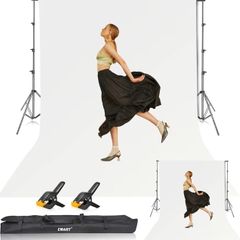White Backdrop with Stand, 8.5x10ft 2.6x3m Photography Background Support Kit with 10x12ft (3x3.6m Screen for Portrait, Video, Shooting, Photo, Studio