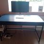 Modern dark blue desk with two drawers Image 3