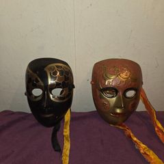 Pair of Brass Venetian Masks