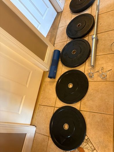 120kg Olympic Bumper Weight Plates Set (100kg + 20kg Barbell)