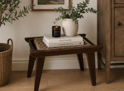 Mid Century woven stool.