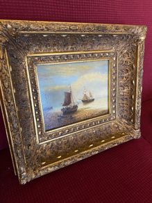 Vintage Oil on Board Maritime Painting