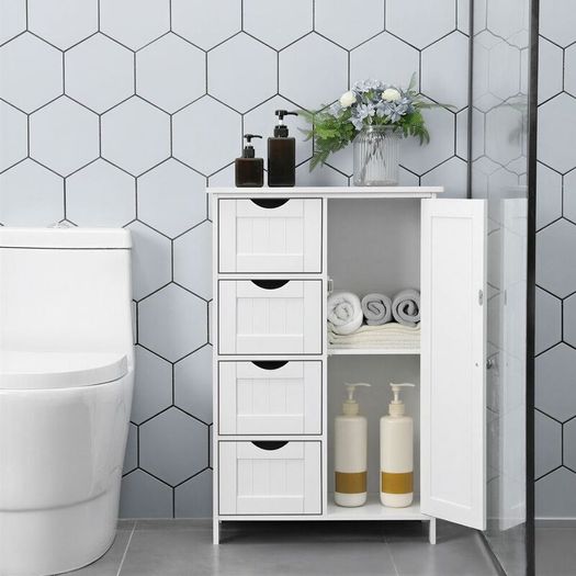 Bathroom Storage Cabinet with Drawers White