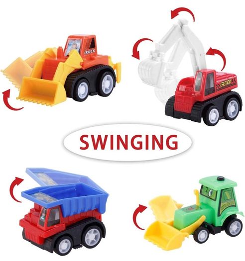 12 PCS Construction Toy Pull Back Digger Mini Vehicles Excavator Bulldozer Truck Toy For Kids Boy Girl Toddlers Party Favor Cake Decorations birthday gift