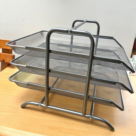 IKEA 3 Tier A4 Document Letter Tray Holder Set - Nickel Silver Finish