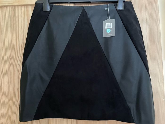 Faux leather and faux suede black mini