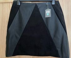 Faux leather and faux suede black mini