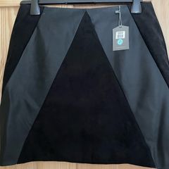 Faux leather and faux suede black mini