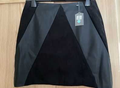 Faux leather and faux suede black mini