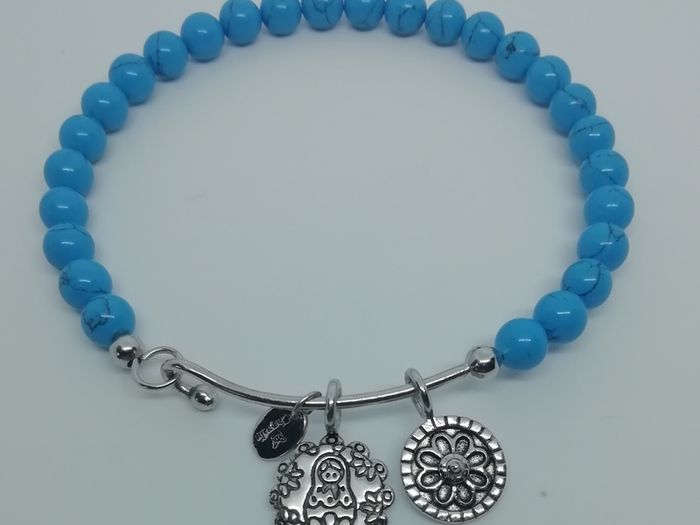 Chrysalis Turquoise Beaded Mother Doll Rhodium Plated Bangle New Without Tags CAN POST