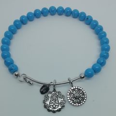 Chrysalis Turquoise Beaded Mother Doll Rhodium Plated Bangle New Without Tags CAN POST