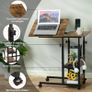 Laptop Table with Storage Side Table C-Shape with Wheels, Adjustable Table Top Image 5