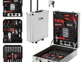 Aluminum tool case silver with four levels and wheels
