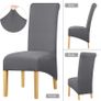High Back Chair Covers Stretch Spandex Fabric Chair Cover Seat Cover Slipcover for Home Dining Room Kitchen Hotel Dark Grey 6 pieces Image 2
