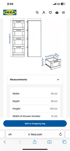 Chest four drawer Ikea Brimnes