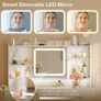 Vanity Desk with Movable LED Mirror and 8 Drawers, Dressing Table with Built in USB Power Outlets RGB Light Strip, Vanity Table with 4 Layer Adjustable Shelves White Makeup Desk 110 40 137cm Image 3