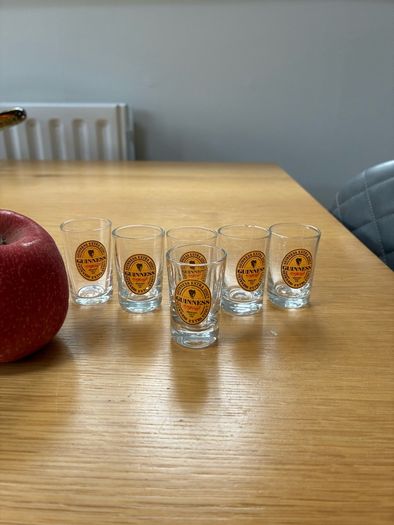 6 Mini Guinness Glasses.