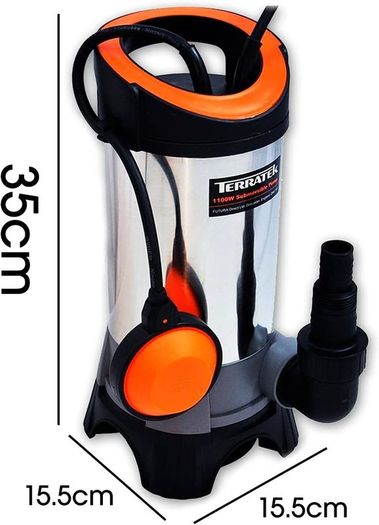 1100W Stainless Steel Submersible Water Pump, Suitable for Pumping Dirty Water, Great for Swimming Pools, Flooded Cellars, Large Ponds & More