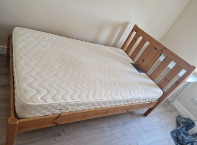 4ft Wooden Bed and Mattress