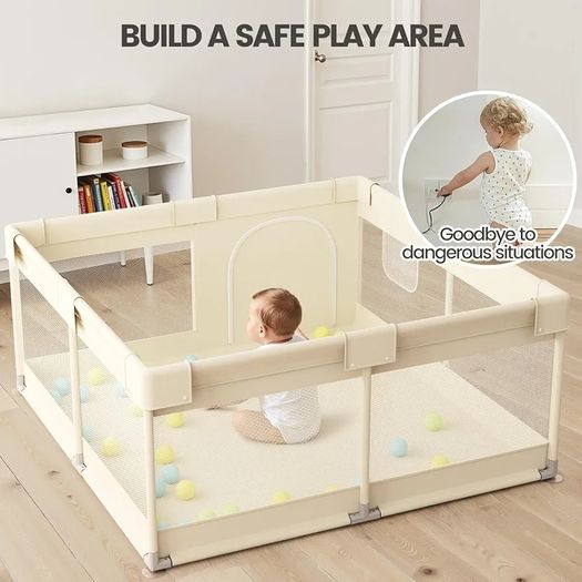 Baby Playpen for Babies and Toddlers, 47x47inch Small Play Pen for Indoors, Toddler Playpen for Apartment, Play Yard, Baby Activity Play Fence, 120x120cm Twins Playard